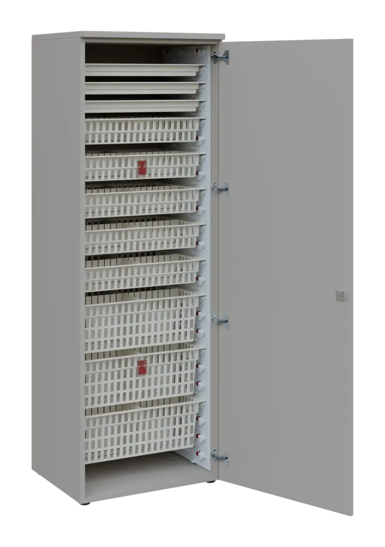 EUROMEDICA D - 66 ABS skříň léková boxová, 1-dveřová, pravá, 1950x660x535, korpus šedý, dvířka šedá